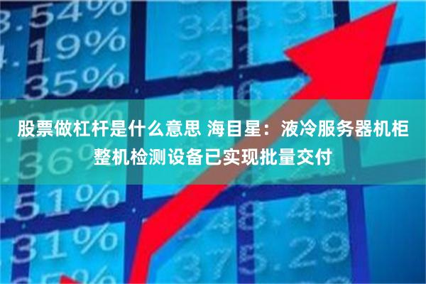 股票做杠杆是什么意思 海目星：液冷服务器机柜整机检测设备已实现批量交付