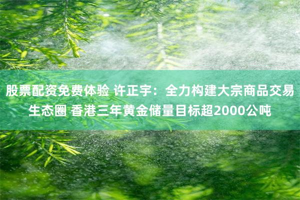 股票配资免费体验 许正宇：全力构建大宗商品交易生态圈 香港三年黄金储量目标超2000公吨