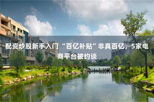 配资炒股新手入门 “百亿补贴”非真百亿，5家电商平台被约谈