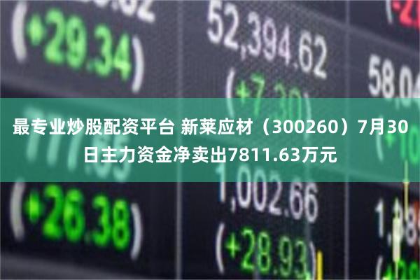 最专业炒股配资平台 新莱应材（300260）7月30日主力资金净卖出7811.63万元