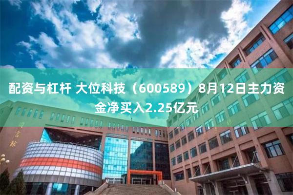 配资与杠杆 大位科技（600589）8月12日主力资金净买入2.25亿元