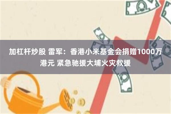 加杠杆炒股 雷军：香港小米基金会捐赠1000万港元 紧急驰援大埔火灾救援