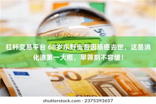 杠杆交易平台 68岁东野圭吾因肠癌去世，这是消化道第一大癌，早筛刻不容缓！