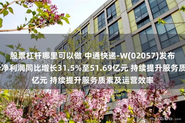 股票杠杆哪里可以做 中通快递-W(02057)发布中期业绩 归母净利润同比增长31.5%至51.69亿元 持续提升服务质素及运营效率