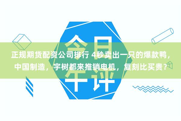 正规期货配资公司排行 4秒卖出一只的爆款鸭，中国制造，宇树都来推销电机，复刻比买贵？